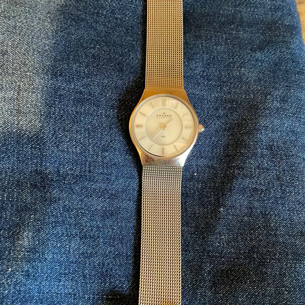 Skagen ladies watch mother of pearl face